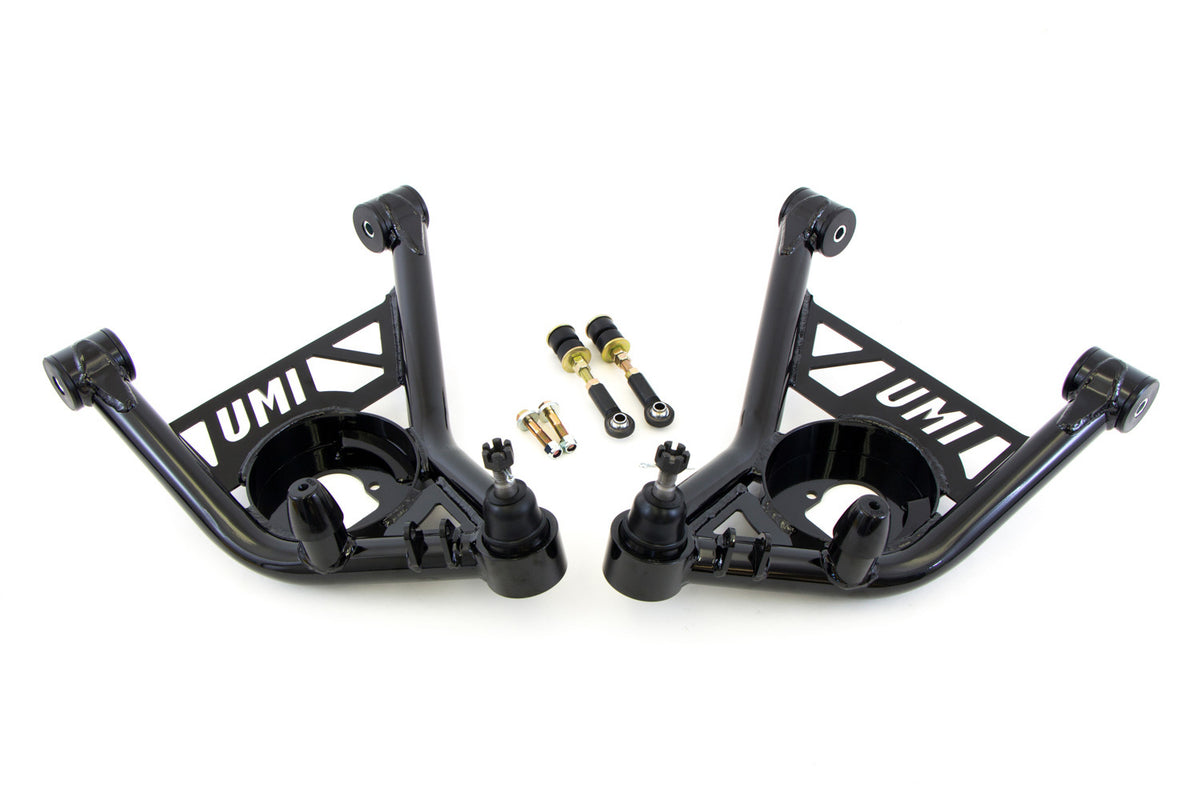 UMI Performance Lower Control Arm Kit - Front - Polyurethane Bushings - Black - GM F-Body 1970-81 (Pair)