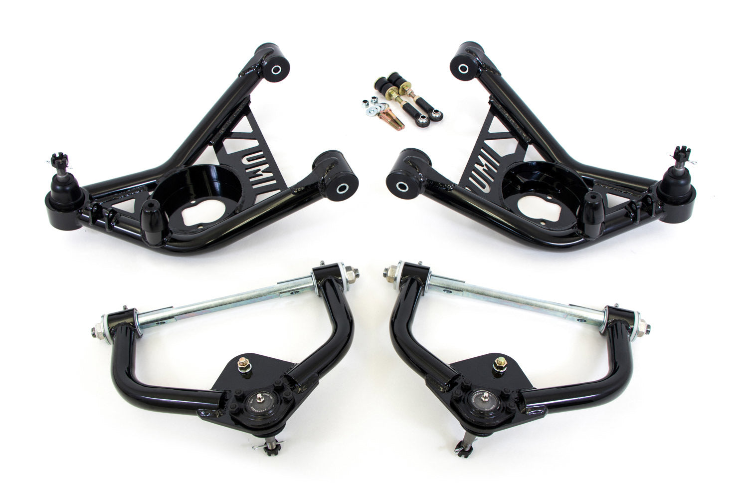 UMI Performance Control Arm Kit - Lower/Upper - Polyurethane / Aluminum Bushings - Black - GM B-Body 1978-96