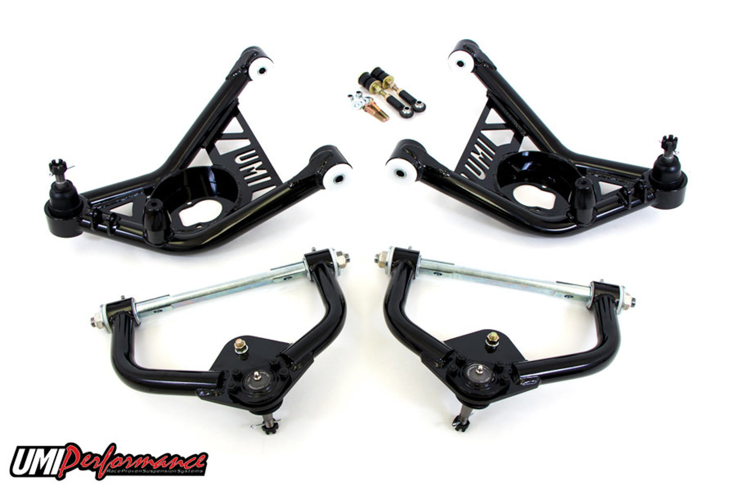 UMI Performance Control Arm Kit - Lower/Upper - Aluminum Bushings - Black - GM B-Body 1978-96