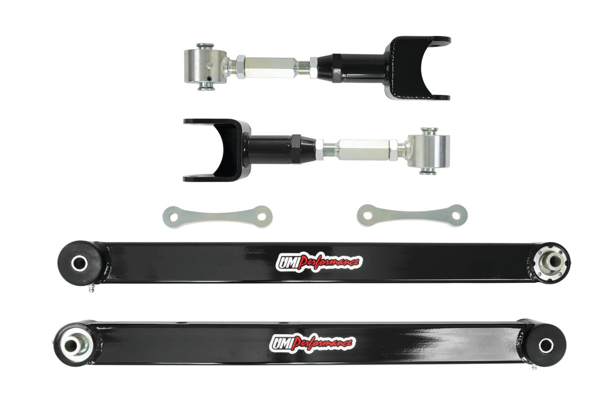 UMI Performance Control Arm Kit - Tubular Upper/Boxed Lower - Aluminum Bushings - Black - GM B-Body 1978-96