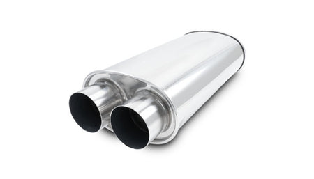 Vibrant Performance Streetpower Muffler - 2-1/2 in Dual Inlet / Outlet - Universal - 8.5 in x 5.25 in Oval Body - Polished