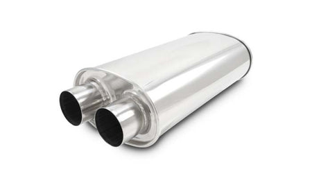Vibrant Performance Streetpower Stainless Muffler - Dual 3 in Inlets / Outlets - 18 x 8.5 in x 5.25 in Oval Body - 19 in Long - Polished