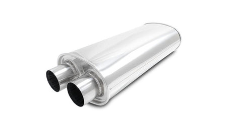 Vibrant Performance Streetpower Stainless Muffler - Dual 2.5 in Inlets / Outlets - 18 x 8.5 in x 5.25 in Oval Body - 22 in Long - Polished