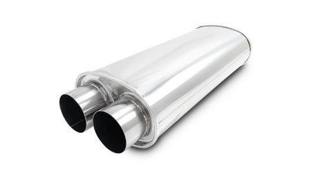 Vibrant Performance Streetpower Stainless Muffler - Dual 3 in Inlets / Outlets - 18 x 8.5 in x 5.25 in Oval Body - 22 in Long - Polished