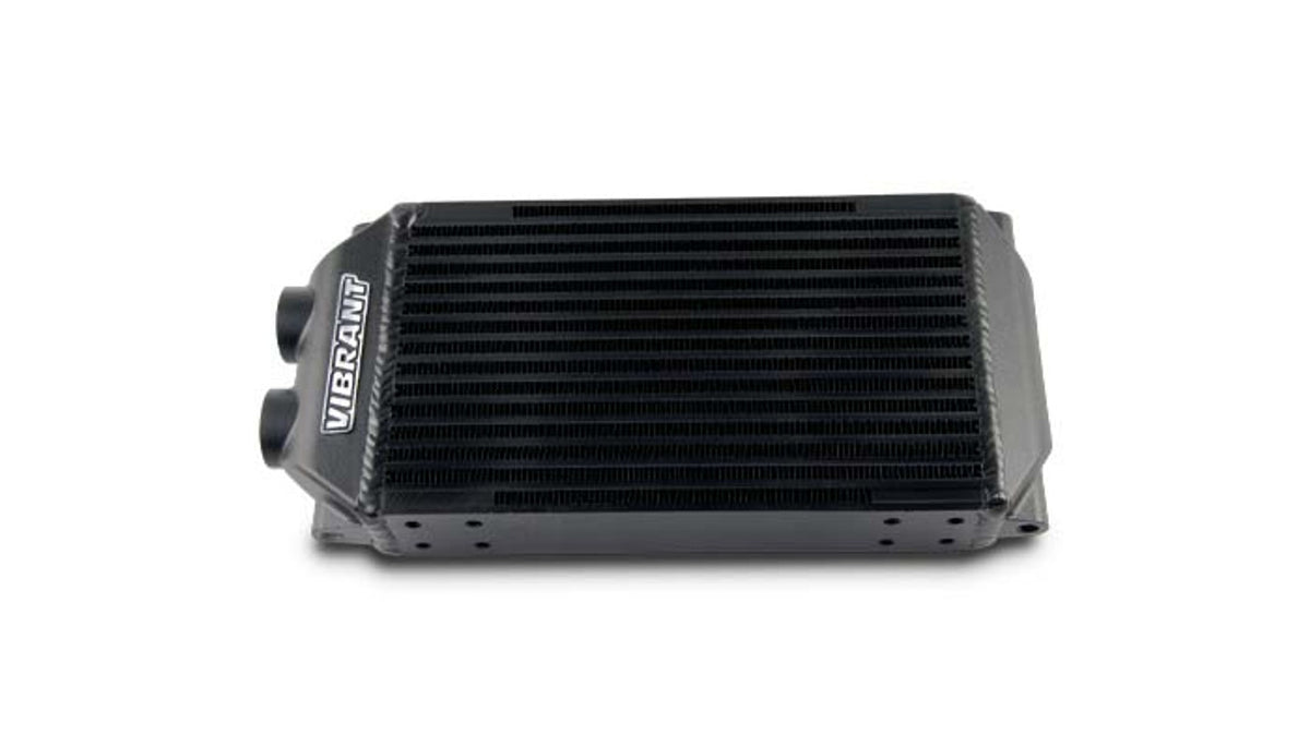 Vibrant Performance Dual Pass Fluid Cooler - 10 x 6 x 2 in - 12 AN Female O-Ring Inlet / Outlet - Black