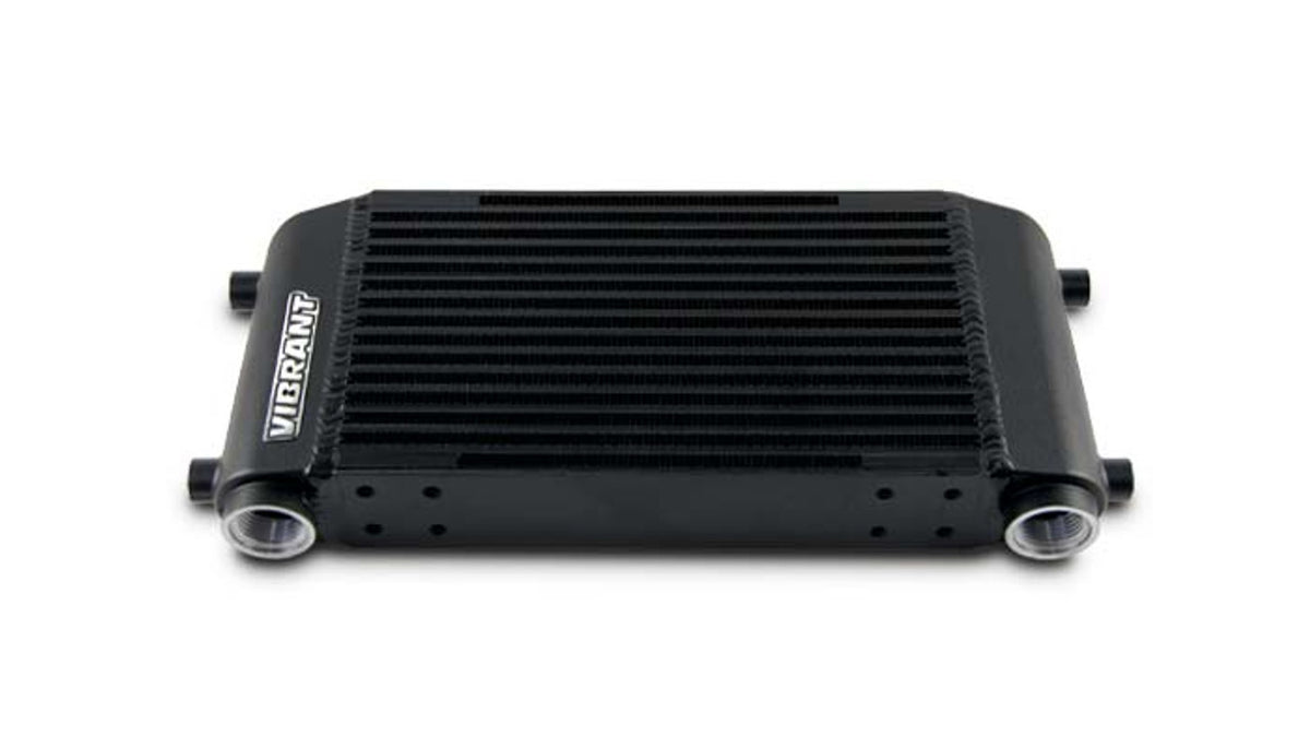Vibrant Performance Single Pass Fluid Cooler - 10 x 6 x 2 in - 12 AN Female O-Ring Inlet / Outlet - Black