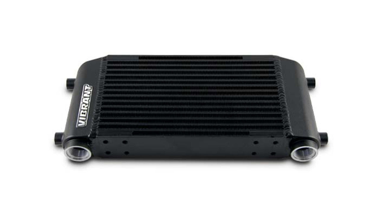 Vibrant Performance Single Pass Fluid Cooler - 10 x 6 x 2 in - 12 AN Female O-Ring Inlet / Outlet - Black