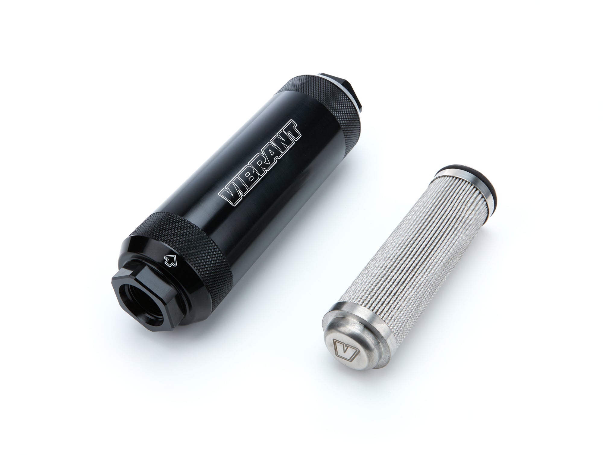 Vibrant Performance HD PowerFilter In-Line Fuel Filter - 10 Micron - Microglass Element - 12 AN Female O-Ring Inlet/Outlet - Black
