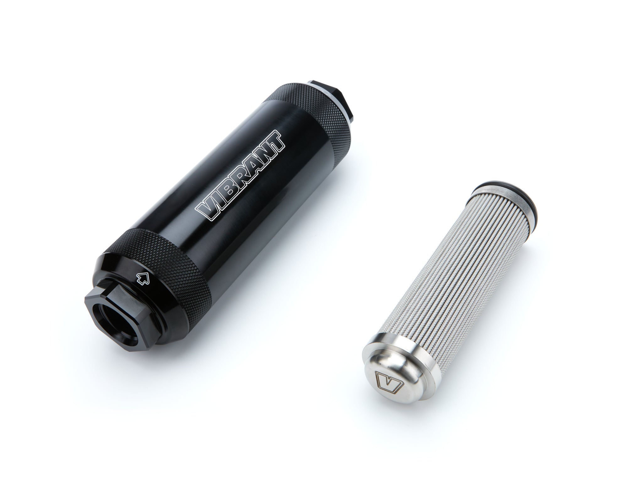 Vibrant Performance HD PowerFilter In-Line Fuel Filter - 40 Micron - Microglass Element - 12 AN Female O-Ring Inlet/Outlet - Black