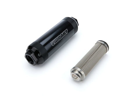 Vibrant Performance HD PowerFilter In-Line Fuel Filter - 100 Micron - Stainless Element - 12 AN Female O-Ring Inlet/Outlet - Black