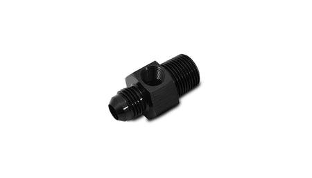 Vibrant Performance Straight 8 AN Male to 1/4 in NPT Male Adapter Fitting - 1/8 in NPT Gauge Port - Black