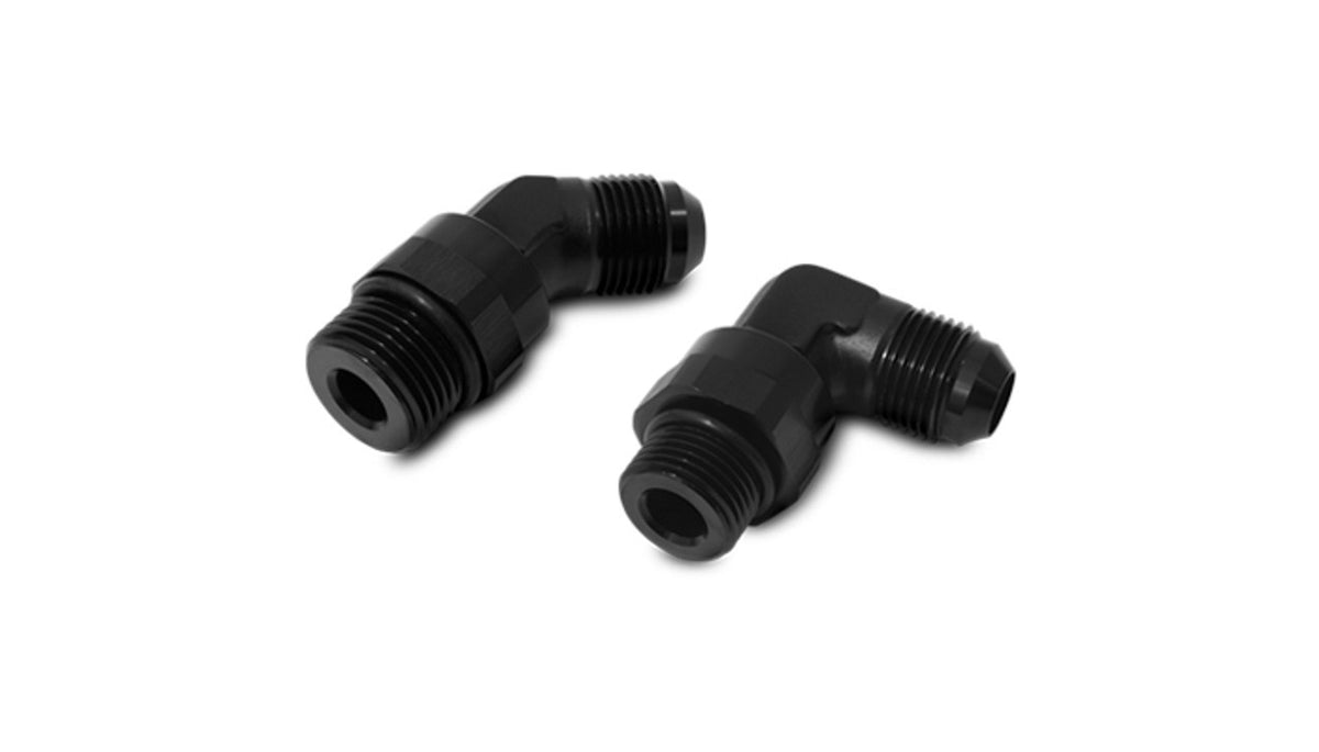 Vibrant Performance 90 Degree 10 AN Male to 8 AN Male O-Ring Swivel Fitting - Black
