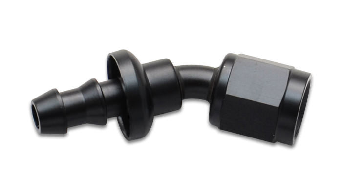 Vibrant Performance 30 Degree 10 AN Hose Barb to 10 AN Female Hose End - Black