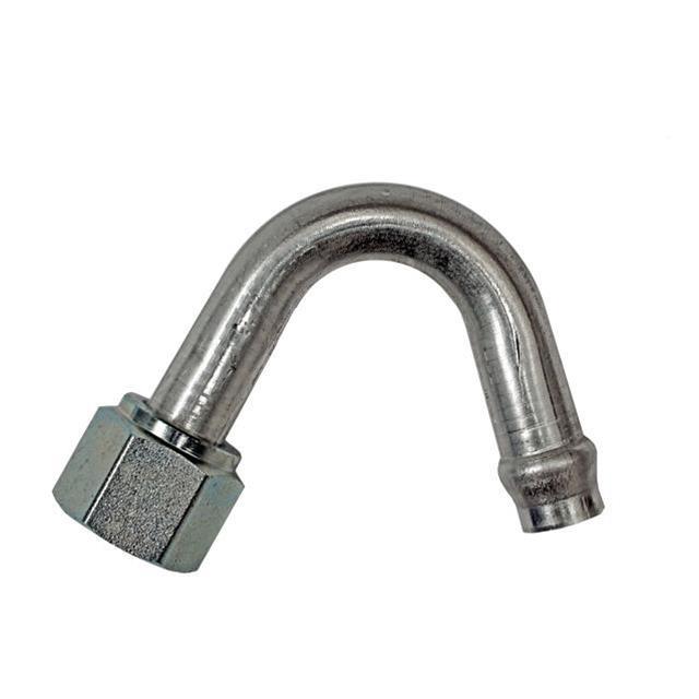 Vintage Air Hardline 135 Degree 5/8 in Hose Barb to 10 AN Female O-Ring Hose End - Natural / Zinc Oxide