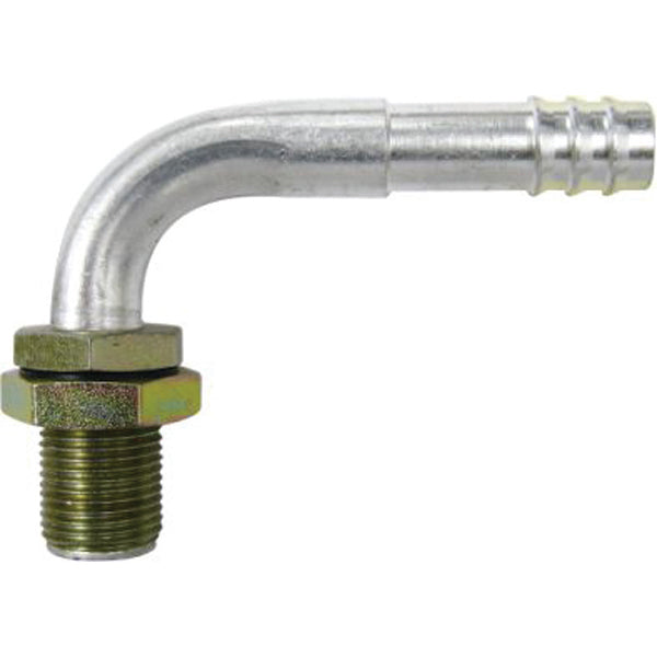 Vintage Air 90 Degree 5/8 in Hose Barb to 10 AN Male O-Ring Bulkhead Bulkhead Fitting - Zinc
