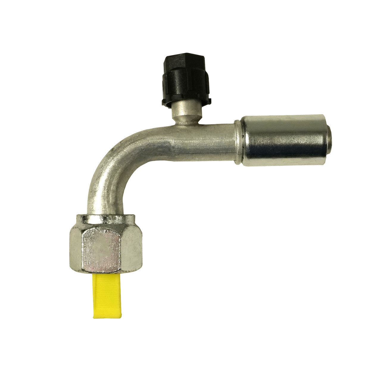Vintage Air AC Refrigerant 10 AN Hose Crimp to 10 AN Female O-Ring 90 Degree Charge Port Hose End
