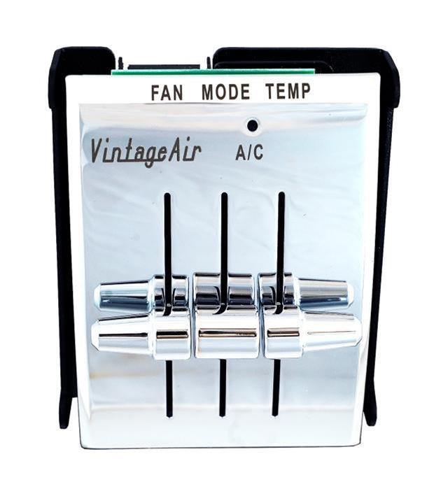 Vintage Air Gen IV SureFit Vertical Climate Control Panel - 3 Lever - Chrome - Ford Mustang 1964-66