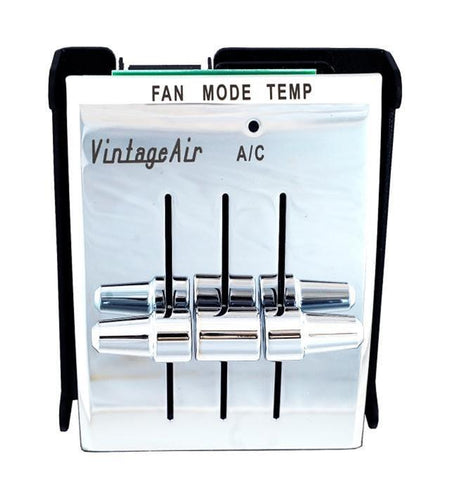 Vintage Air Gen IV SureFit Vertical Climate Control Panel - 3 Lever - Chrome - Ford Mustang 1964-66