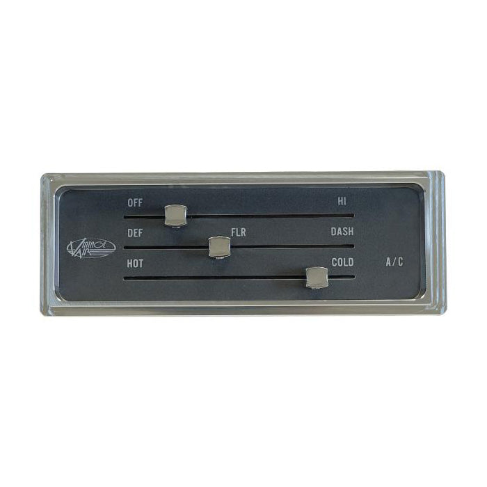 Vintage Air Gen IV SureFit Horizontal Climate Control Panel - 3 Lever - Black - GM X-Body 1966-67