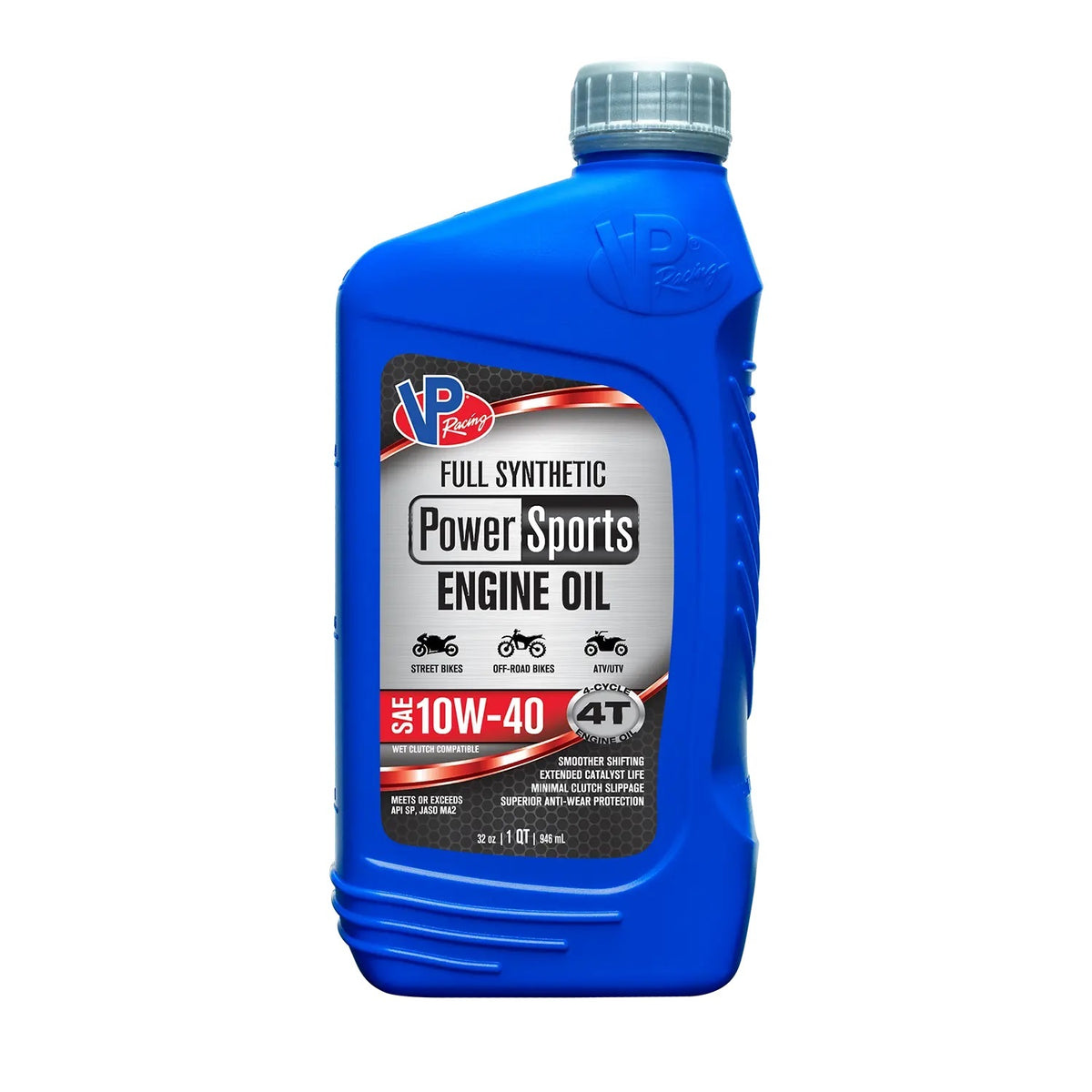 VP Racing PowerSports High Zinc 4T 10W40 Synthetic Motor Oil - 1 Qt Bottle