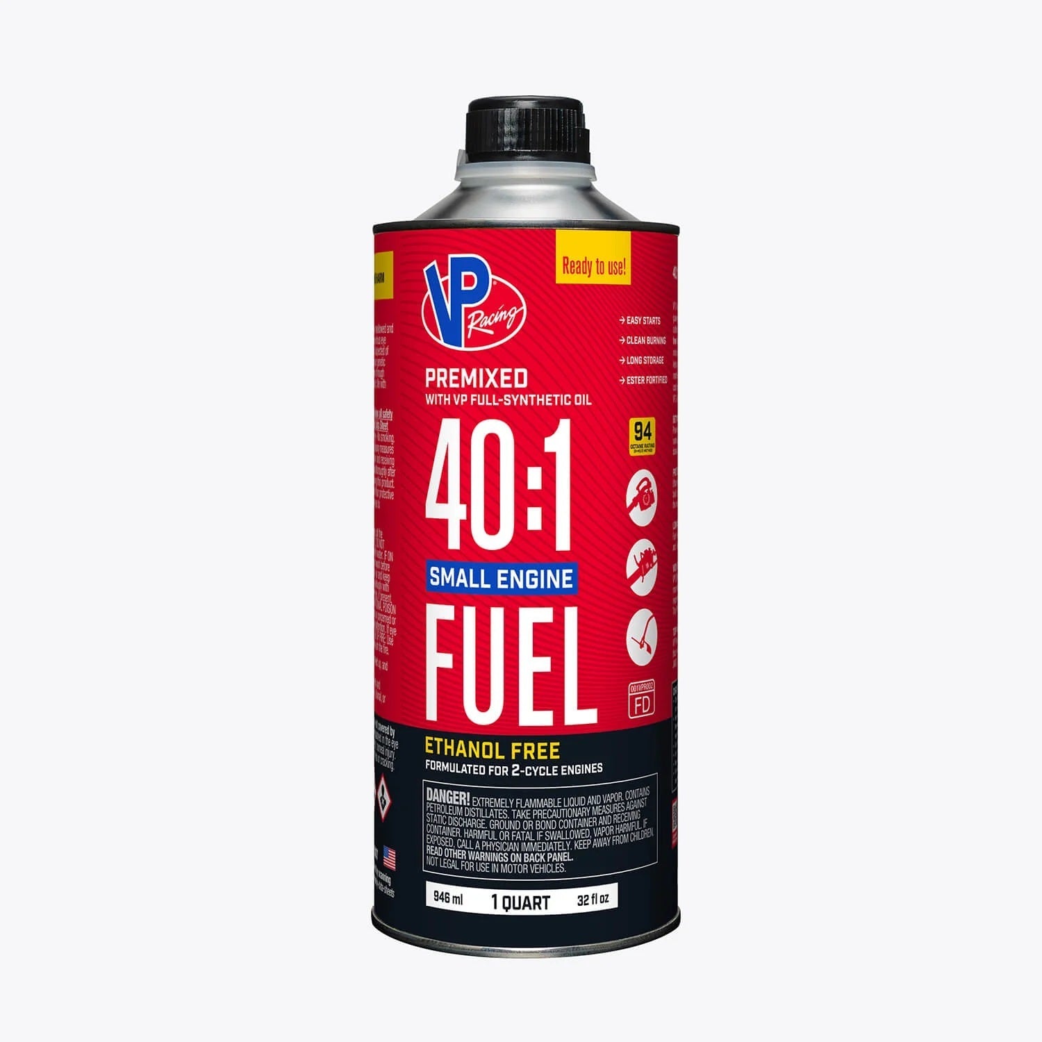 VP Racing 40 to 1 Mix Premix 2 Cycle Fuel - 1 Qt Can