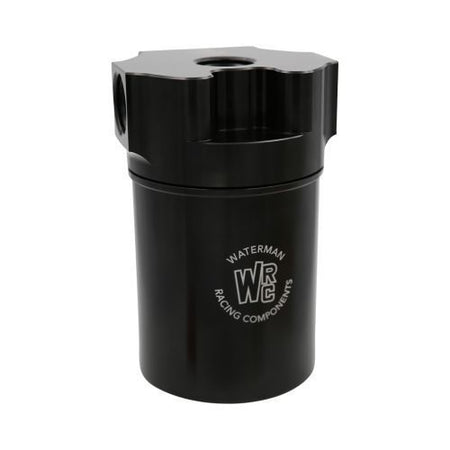 Waterman Canister Fuel Filter - 100 Micron - Stainless Element - 12 AN Female Inlet/Outlets - Black