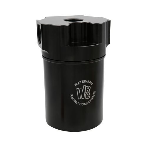 Waterman Canister Fuel Filter - 100 Micron - Stainless Element - 12 AN Female Inlet/Outlets - Black