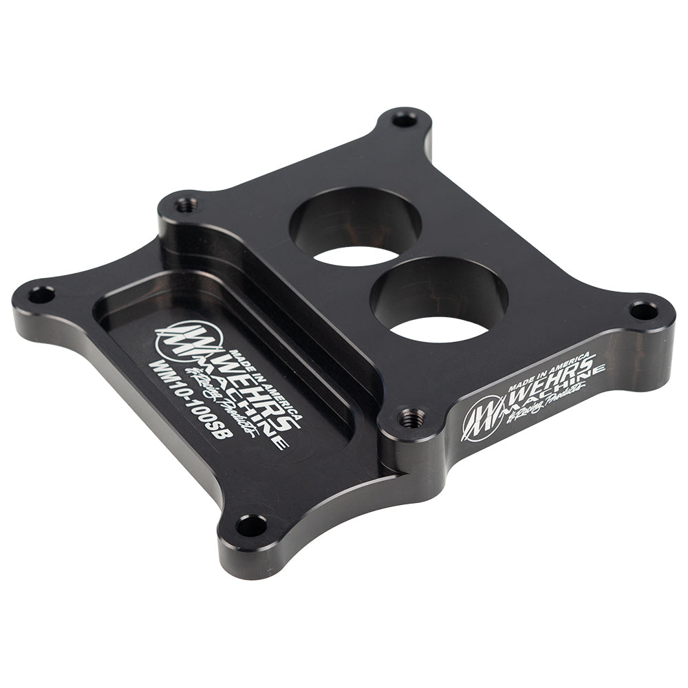 Wehrs Machine Holley 2-Barrel to Square Bore Carburetor Adapter - 1 in Thick - 2 Hole - Holley 2-Barrel to Square Bore - Black