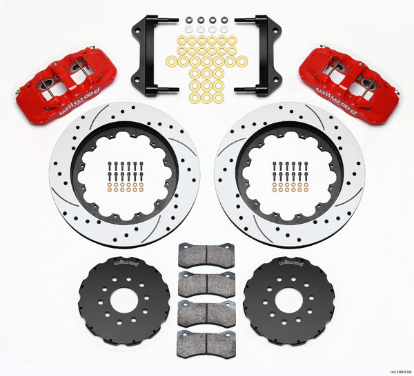 Wilwood AERO6 Big Brake Front Brake System - 6 Piston Caliper - 15 in Drilled / Slotted Iron Rotor - Red - Chevy Corvette 2009-13