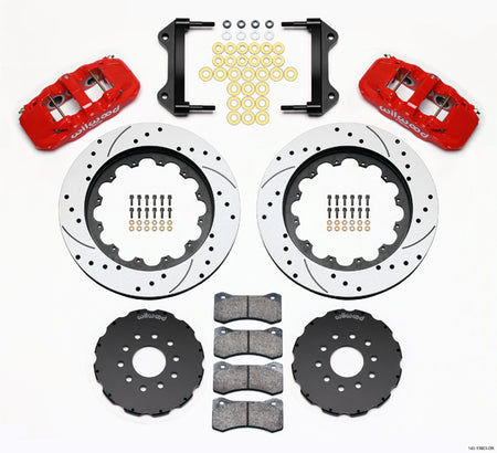Wilwood AERO6 Big Brake Front Brake System - 6 Piston Caliper - 15 in Drilled / Slotted Iron Rotor - Red - Chevy Corvette 2009-13