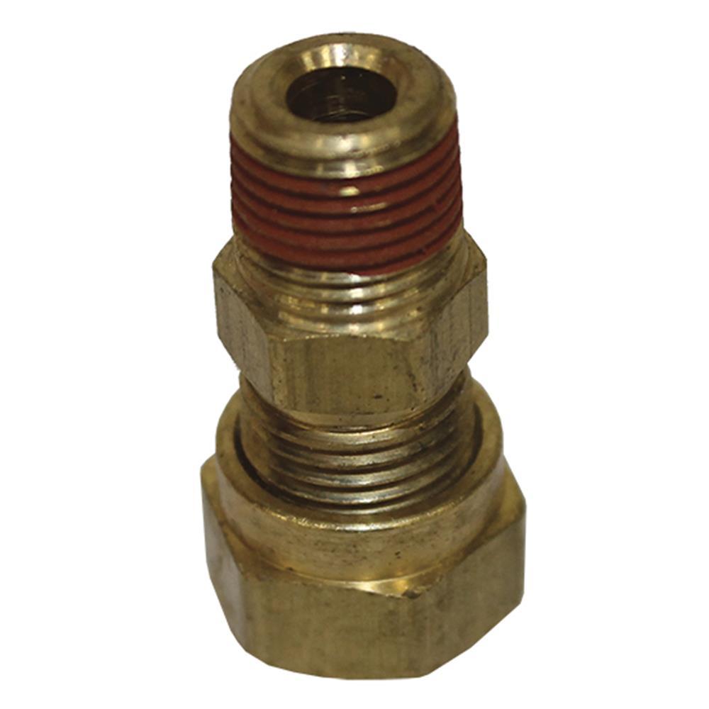 Falcon Transmission Straight 1/8 in NPT Male to 7/16-20 in Compression Fitting to 10 mm x 1.0 Female Brass Fitting