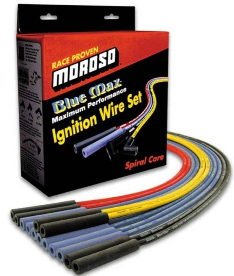 Moroso Blue Max Spiral Core Race Wire Set - SB Chevy - Configuration: Under Headers; Plug Terminals: 90; Dist - Terminals: Non-HEI