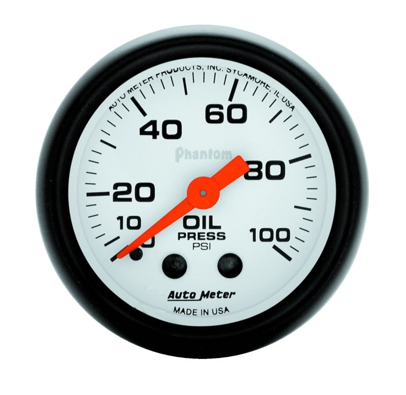 Auto Meter Phantom 2-1/16" Oil Pressure Gauge - 0-100 PSI