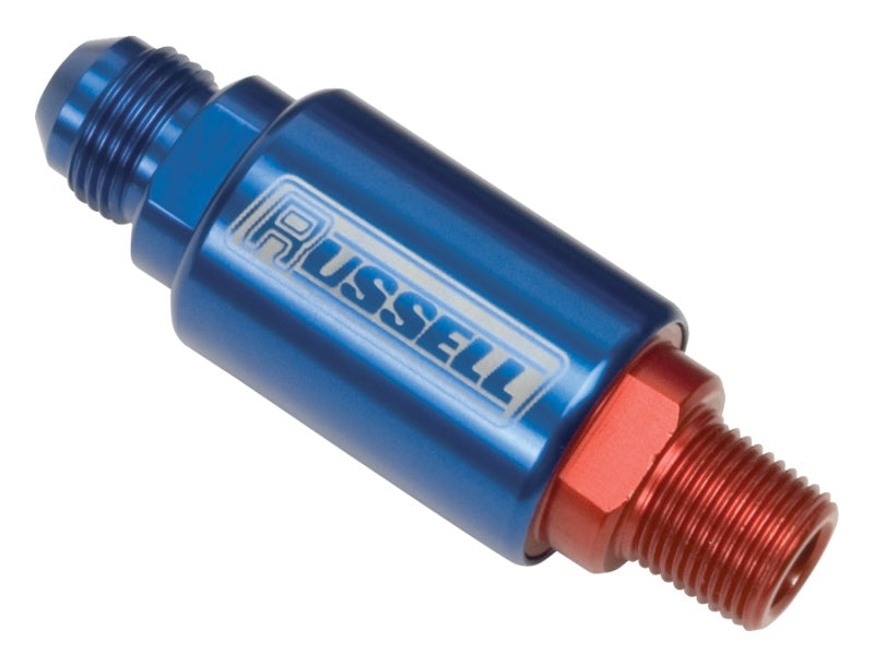 Russell Competition Fuel Filter - 3-1/4" Diameter, -06 AN In to 3/8"NPT Out