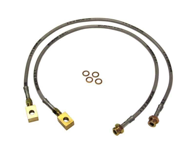 Skyjacker DOT Approved Braided Stainless Front Brake Hose Kit - 6 to 8 in Lift - GM Fullsize SUV / Truck 1979-91