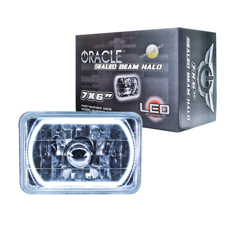 Oracle Lighting Technologies Sealed Beam Headlight 7 x 6" Halo LED Ring Requires H4 Bulb - Glass/Plastic