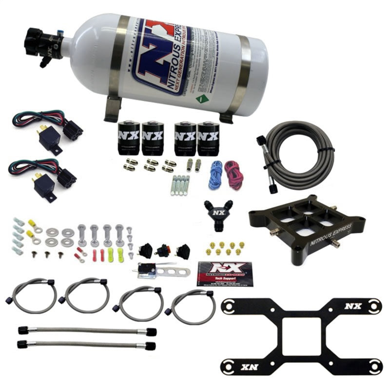 Nitrous Express Nitrous Oxide System - Billet Crossbar - Wet - Dual Stage - 50-800 HP - 10 lb. Bottle - White - Universal