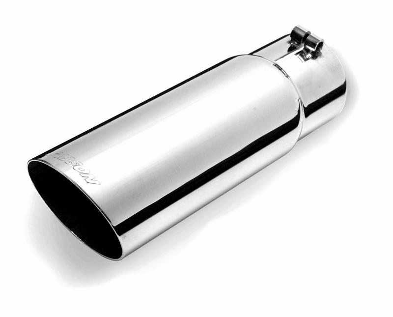 Gibson Clamp-On Exhaust Tip - 2-3/4 in Inlet - 3-1/2 in Round Outlet - 10 in Long - Single Wall - Cut Edge - Angled Cut