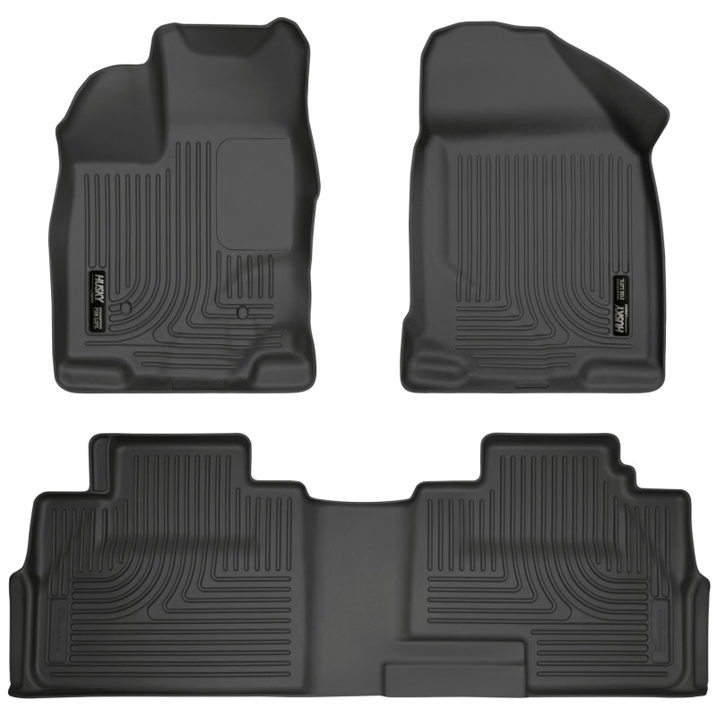 Husky Liners WeatherBeater Front / 2nd Row Floor Liner - Black - Ford Midsize SUV 2007-15