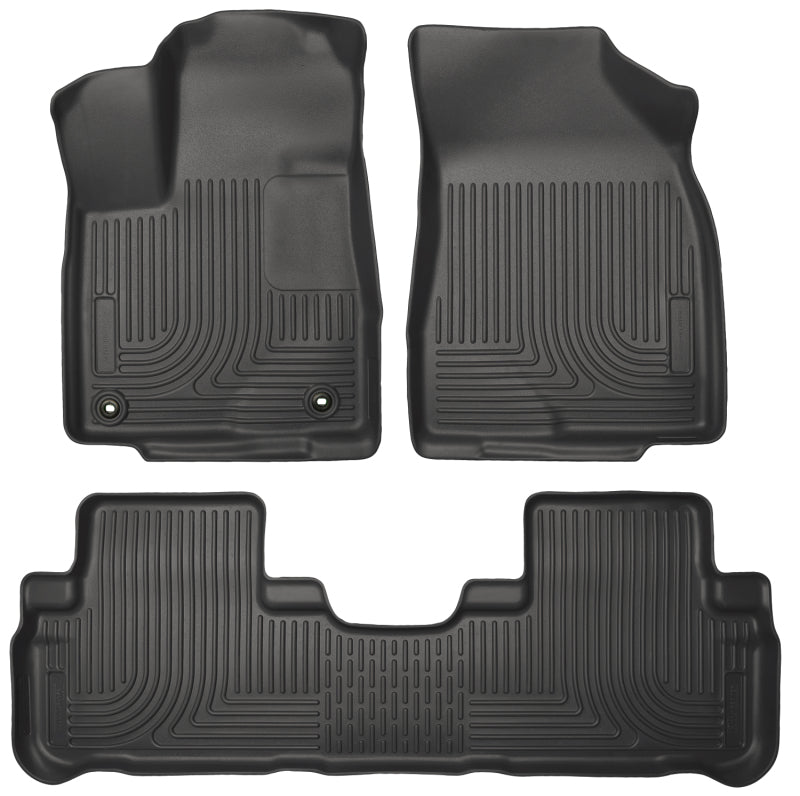 Husky Liners WeatherBeater Front / 2nd Row Floor Liner - Black - Toyota Midsize SUV 2014-19