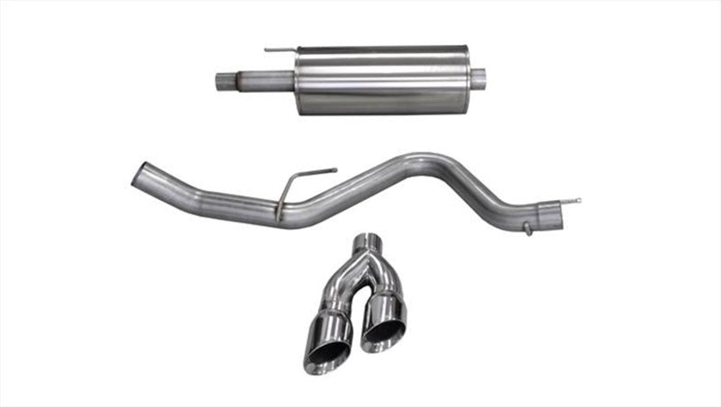 Corsa Sport Exhaust System - Cat-Back - 3" Diameter - Single Side Exit - Dual 4" Polished Tips - Stainless - Natural - Super Cab/Super Crew - 5.0 L