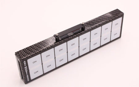 Auto Rod Controls Switch Panel - 8.75 x 2.375 in - 8 Flat Switches - Indicator Lights - Carbon Fiber 8003R