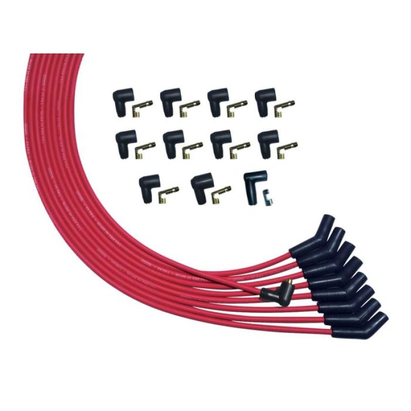 Moroso Ultra Spiral Core 8 mm Spark Plug Wire Set - Red - 135 Degree Plug Boots - Socket Style - Universal 8-Cylinder