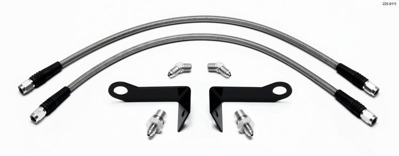 Wilwood 18" Flexline Kit -03 AN Straight to -03 AN Straight Ends - 1/8-27 NPT 45 Degree / -3 to M10 x 1 BF Fittings - 2005 Mustang Front