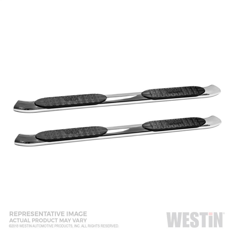 Westin Pro Traxx 5 in Oval Curved Step Bars - Polished Stainless - Crew Cab - GM Fullsize Truck 2019-21 - Pair