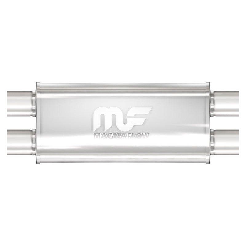 Magnaflow Performance Exhaust 2-1/2" Dual Inlets Muffler 2-1/2" Dual Outlets 18 x 8 x 5" Oval Body 24" Long - Stainless