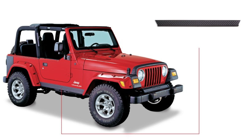 Bushwacker Trail Armor Rocker Panel Guard - Stick-On Plastic Black - Jeep Wrangler TJ 1997-2006