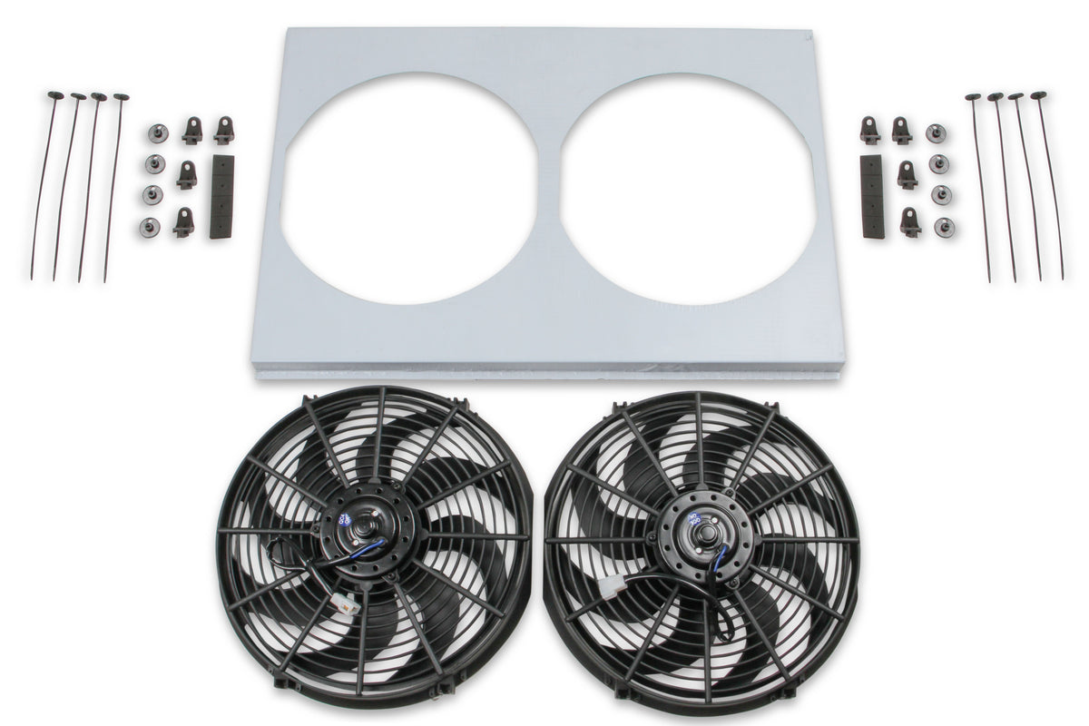 Frostbite Economy Electric Fan - Dual 14 in Fans - Puller - 1800 CFM - Curved Blade - 18.75 H x 28.25 in W