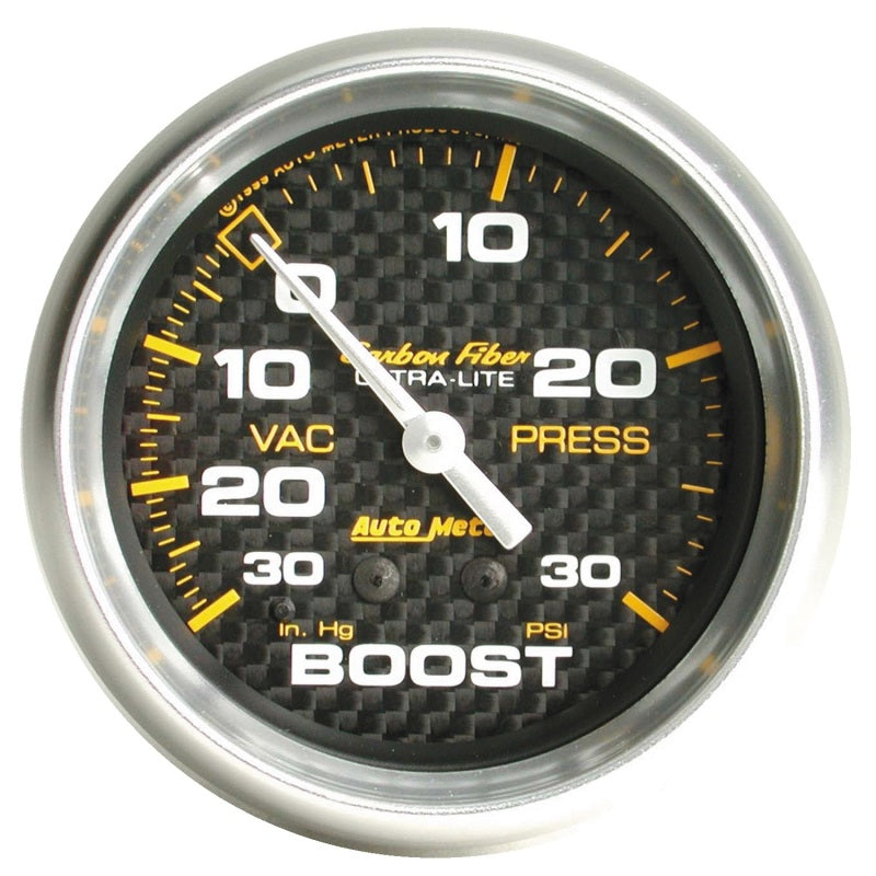 Auto Meter Carbon Fiber Mechanical Boost / Vacuum Gauge - 2-5/8 in.