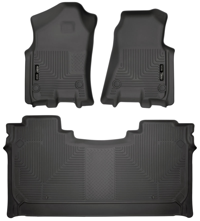 Husky Liners WeatherBeater Front / 2nd Row Floor Liner - Black / Textured - Crew Cab - Ram Fullsize Truck 2019-24